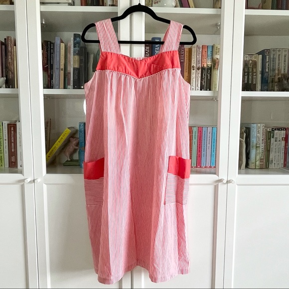 VTG Red and White Candy Stripe Muumuu House Dress - Picture 1 of 15